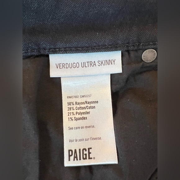 Paige Verdugo Ultra Skinny Jeans Women's Size 29 Black Performance
Stretch - Picture 2 of 11